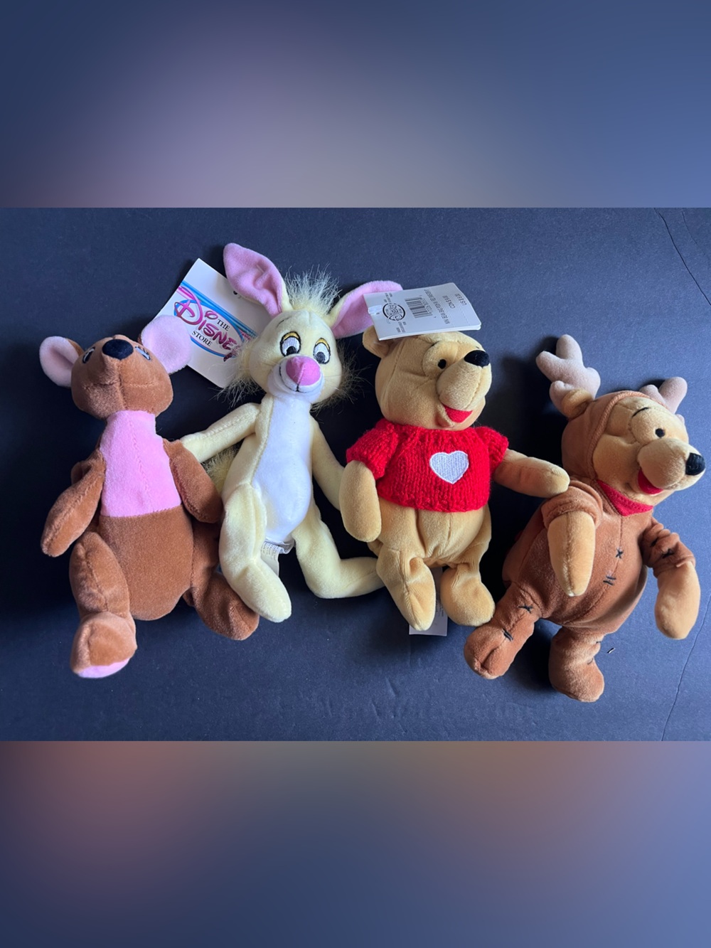 Lot Of 4 The Disney Store Winnie The Pooh Rabbit 4" Mini Bean Bag Plush Kanga
